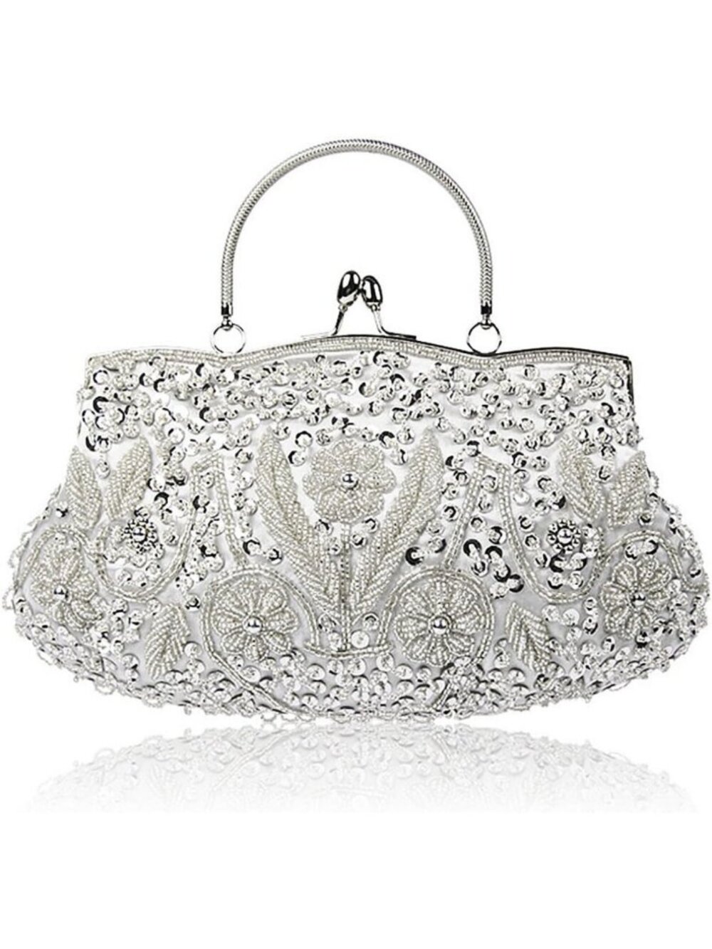 Large Beaded Sequin Flower Clutch Purse | Elegant Evening Bag for Parties